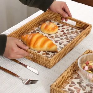 ตะกร้าหวายเวียดนามตะกร้าเปลือกหอยเชลล์ตะกร้าทออาหารเช้าตะกร้าพับตะกร้าขนมปังญี่ปุ่นตะกร้าเก็บขนมปัง ถาดหวายถวายสังฆทาน