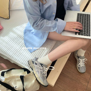 White Vertical Striped Womens Spring Autumn Thin Medium Short Tube Socks Simple Matching Breathable Quick Dry Cotton Crew Socks