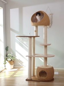 Cat Scratching Post Cat House Cat Bed Ragdoll Large Fat Solid Wood Cat Climbing Frame Cat Bed Cat Tree Integrated High-rise Easy To Care Sisal Woven Four Seasons Space Capsule