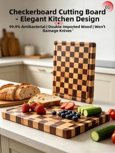 Chess Pattern Thickened Acacia Wooden Cutting Board