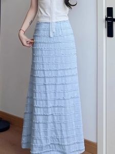 WANGGONGZHU | High Waist A-Line Mini Skirt Womens Summer Thin Design Sense Cake Skirt Fashionable Slimming Effect Korean Style Long Skirt