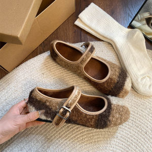 Giày Đế Bằng Mary Janes Đệm Lông Cừu Thoải Mái Cho Nữ Mùa Thu Đông Thường Ngày Giày Đế Bằng Thoải Mái Giày Đế Bằng Đa Năng