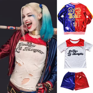 Carnival Harley Quinn Costumes Women Cosplay Suicide Squad T-Shirt Joker Jacket Halloween Adult Girls Clothes 11Pcs Set