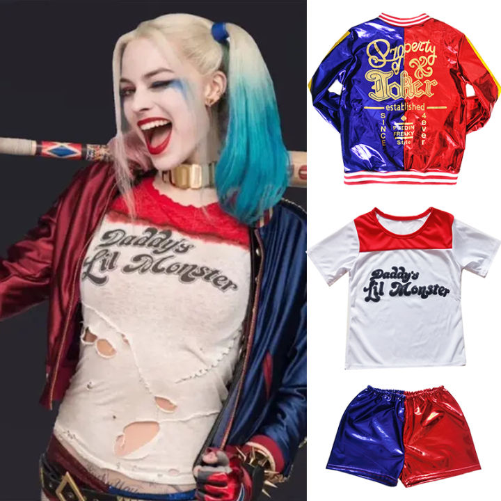 Carnival Harley Quinn Costumes Women Cosplay Suicide Squad T-Shirt Joker  Jacket Halloween Adult Girls Clothes 11Pcs Set