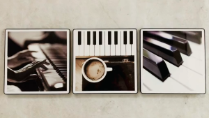 Tranh treo tường tráng gương âm nhạc trắng đen 43 bindecor kèm đinh treo