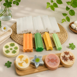12CM Four-leaf Clover Silicone Tube Soap Mold Moon Phases Octagram Ginkgo Leaf Soap Mould for Cold Process Handmade Soap Inlay