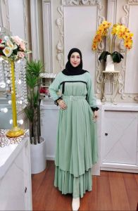 REALPICT COD DRESS ALISA BAHAN CERUTY RUBIAH FREE BELT LD 110 PB 142 TERBARU / BEST SELLER / KUALITAS PREMIUM / TERIMA SERAGAMAN