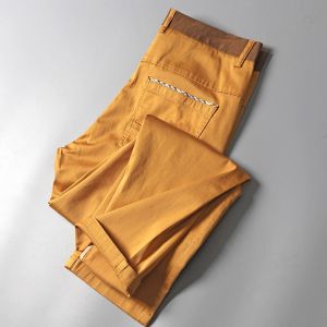 Big Straight Leg Mens Casual Pants Spring Summer Slim Fit Nine Point Jeans mid Waist Youth Business Casual Pure Color Workwear