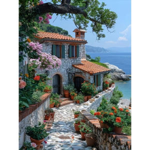 Jigsaw Puzzle Seaside House Flower Garden Art 500/1000/1200/2000PCS For Adults Great Weekend Relaxation And Family Fun