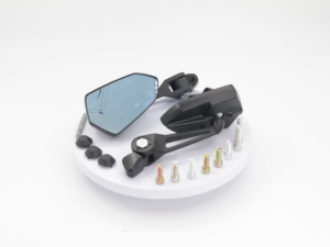Street King Side Mirror v3 Blue Lens Long Stem 360 Degree Rotational Aluminum Alloy Universal