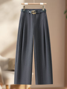 XIANGHOUMINCHU | Lava Gray Woolen Banana Trousers Loose Fit