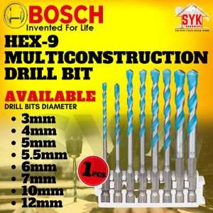 SYK Bosch 3mm 4mm 5mm 5.5mm 6mm 7mm 10mm 12mm Hex-9 Multi Construction Drill Bits Multi Material Drill Bits Mata Drill