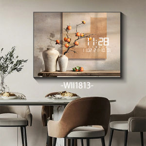 New Chinese Style Decorative Painting Digital Clock Concealed Switch Box for Restaurant Electric Meter Box Metal Framed Artwork