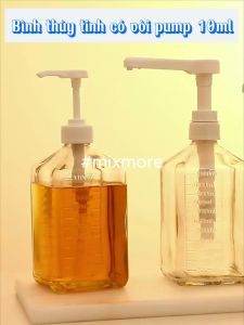 Bình đựng siro bằng nhựa thủy tinh dung tích 1000ml 1600ml có vòi pump định lượng 10ml Mixmore
