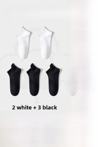 JINGCHI | Mens Summer Thin Short Tube Socks Breathable Anti-Odor Mesh Cotton Sports Socks Black White Lightweight Quick-Drying Cushioning
