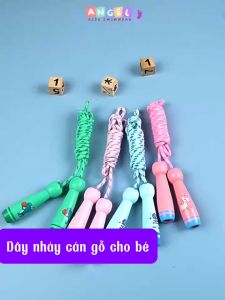 Dây nhảy thể dục cho bé nhiều màu hoạt hình cán gỗ dây nhảy giảm cân cho trẻ em bé trai bé gái Angel Kids