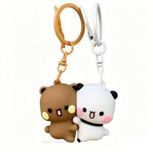 -/Cartoon Panda Bubu Dudu Magnetic Keychain Cute Backpack Pendant with Toy Figures Couple Accessories Ideal Fantasy Themed Gift