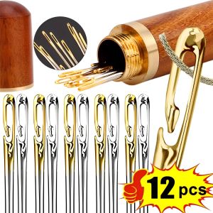 12pcs Blind Needle Elderly Needle-side Hole Hand Household Sewing Stainless Steel Sewing Needless Threading Apparel Sewing DIY【Local】PH