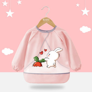Waterproof Baby Apron Long Sleeve No-Wash TPU Child Anti-Dirt Eating Gown Infant Smock Durable Polyester Fabric Easy Care