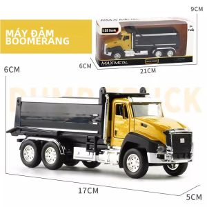 Bộ 3 Xe Công Trình Đúc Kim Loại - Xe Ben Xe Đào Xe Trộn Tỷ Lệ 1/50 Kéo Lùi Đồ Chơi Cho Trẻ Em