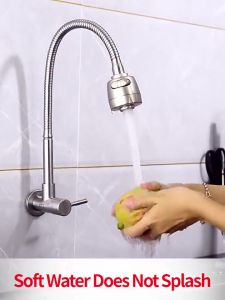 Kitchen sink faucet stainless steel dual-mode installation basin faucet flexible 360 degree rotating hose single rod