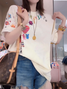 Áo Thun Nữ Cổ Tròn Tay Ngắn in Họa Tiết Hoạt Hình Dài Vừa Phải Mùa Hè Mới Đa Năng Thường Ngày Thon Gọn