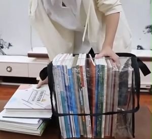 Stackable Book Storage Bag Transparent Collection Container With Zipper