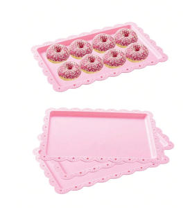1pc Pink Plastic Dessert Plate/Tray Suitable For Graduation Birthday Party Wedding