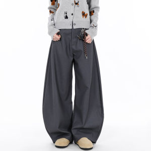 Spring Autumn New Style Simple High-End Feeling Commute Black Knife Edge Wide Leg Casual Pants Men Women American Drapey Loose Fit