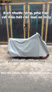 Bạt Phủ Xe Máy Vải EVA Dày Chống Thấm Cách Nhiệt Cao Cấp - Áo Trùm Xe Có Túi Bo Chun 2 Đầu