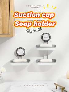 Ecoco Suction Cup Soap Holder with Drain Tray for Shower Bathroom Tub Kitchen Sink Detachable