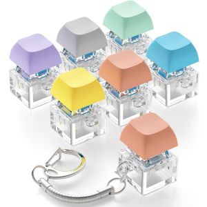 2/4/6Pcs Keyboard Fidget Toy for Kids Adults Fidget Sensory Toy for Anxiety Stress Relief Silent Keyboard Button Keychain Gift