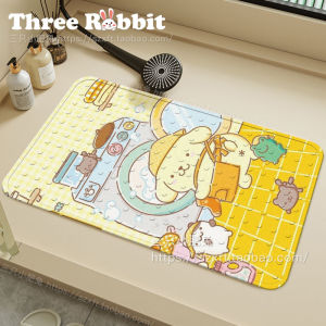 Bathroom Anti-Slip PVC Bath Mat Dog Pudding Suction Cup Shower Floor Rug Non-Slip Pad Bathroom Washroom Cartoon Style Home Use