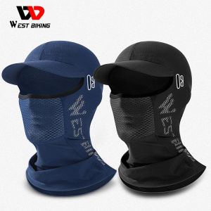 WEST BIKING Bicycle Cap Hat UV400 Ice Silk Face Mask Breathable MTB Road Bike Motorcycle Balaclava Outdoor Sport Headwear With Brim Helmet Liner Caps