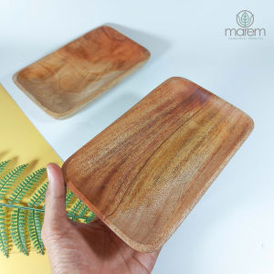Piring Lepek kayu kotak 20x12 cm lengkung Foodgrade