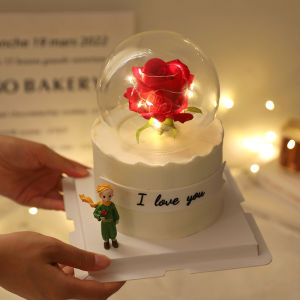 Valentines Day Decorative Glass Crystal Ball Dome Display Rose Flower Love Plug-In String Light Festive Ornament