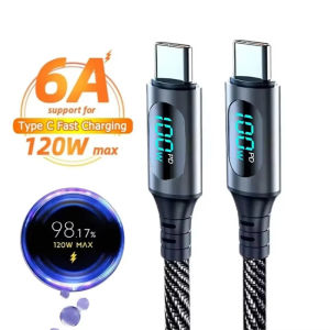 PD100W Cable USB A Type C to USB C With Led Digital Display Super Fast Charge Cable For Xiaomi 14 Huawei Samsung S24 Oneplus
