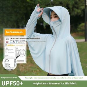 HUIESON UPF50ผู้หญิง + เสื้อคลุมกันแดดมีฮู้ดพร้อมแขนนิ้ว