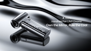 JISULIFE Mini Handheld Fan Life9 Chrome 5000mAh Portable Turbo High Speed Power Jet Fans Pocket Design for Travel