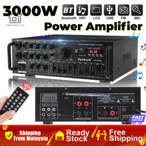 【Shipping From Malaysia】Sunbuck Amplifier 3000w 12V/220v Bluetooth Stereo USB Amplifier Surround Sound SD AMP FM DVD AUX LCD Display Home Cinema Karaoke bluetooth remote home amplifier