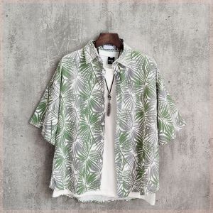 Áo Sơ Mi Tay Ngắn Mùa Hè Rộng Rãi Mỏng Hawaii Bãi Biển Hoa Năm Phần Áo Cánh Hoa Phong Cách Đường Phố Cho Nam Và Nữ