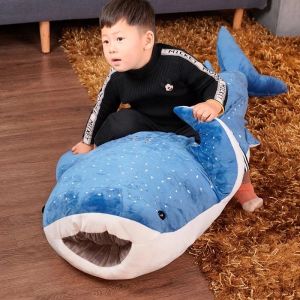 Vixplorn Shark Pillow Whale Plush Toys 55-75cm Big Fish Cloth Doll Shark Stuffed Sea Animals Children Birthday Gift
