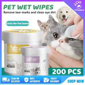 【In Stock】200 Pcs/Box Pet Eye and Ear Wet Wipes Cat Dog Tear Stain Remover Pet Eye Wet Wipes Pet Ear Wet Wipes Pet Cleaning Paper Tissue Aloe Wipes