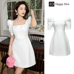 Happy Diva เดรสทรงเอ เดรสสีดำ เดรสสีขาว เดรสทำงาน เดรสไปงานแต่ง ชุดออกงาน เดรสเซ็กซี่ เดรสเกาหลี เดรสออกงาน เดรสผู้หญิง พร้อมส่ง 9477
