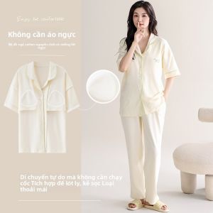 Bộ đồ ngủ MiiOW cho nữ vải cotton 100% tay ngắn quần dài có đệm ngực