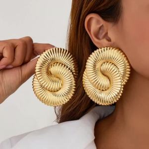 Ingemark Exaggeration Large Geometric Spiral Stud Earrings Women 2026 New Irregular Metal Piercing Ear Accessories Jewelry Gift