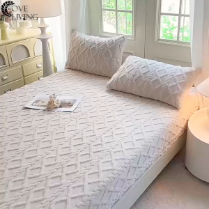 LUNAVA Bedsheet Velent Dust Resistant Fully Wrapped Anti-Slip Mattress Protector Bed Sheet Single/Double/Queen/King Size