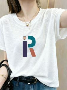 V.C.I | White Round-neck Short-sleeve T-shirt Summer Loose Slim Cotton Printed Trendy