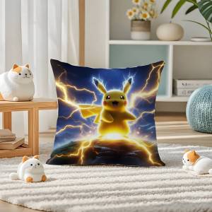 Bandai | Pokemon Bulbasaur Anime Plush Pillow Cover Soft Short Plush Cushion Cover For Sofa Bedroom Home Decor Gift Decoration