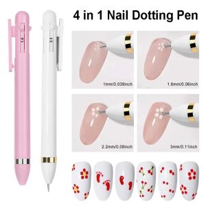 4 in 1 Nail Dotting Pen DIY Nail Art Dotting Painting Tools Rotatable Nail Point Drill Pen Nail Art Tip Dot Paint Manicure